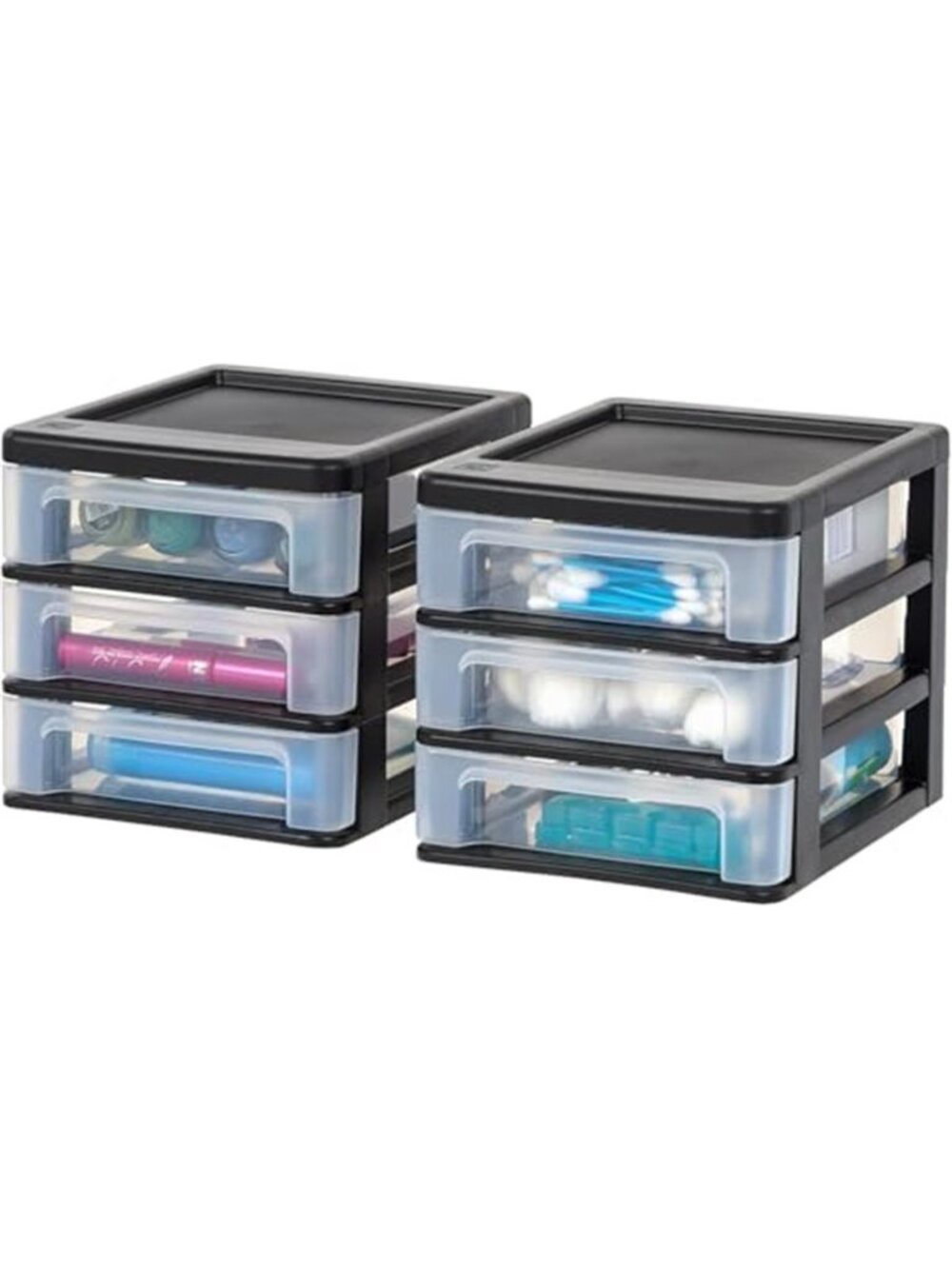 Stackable Storage Drawers Clear Plastic Organizer Desktop Office Supply Unit